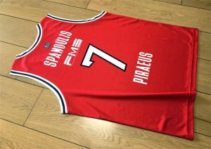 Spanoulis 7 Olympiakos Piraeus 2020-21 Basketball Jersey Red